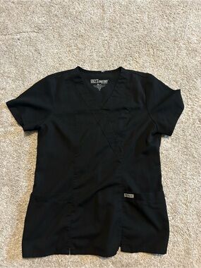 Grey’s Anatomy by Barco Black Mock Wrap Scrub Top